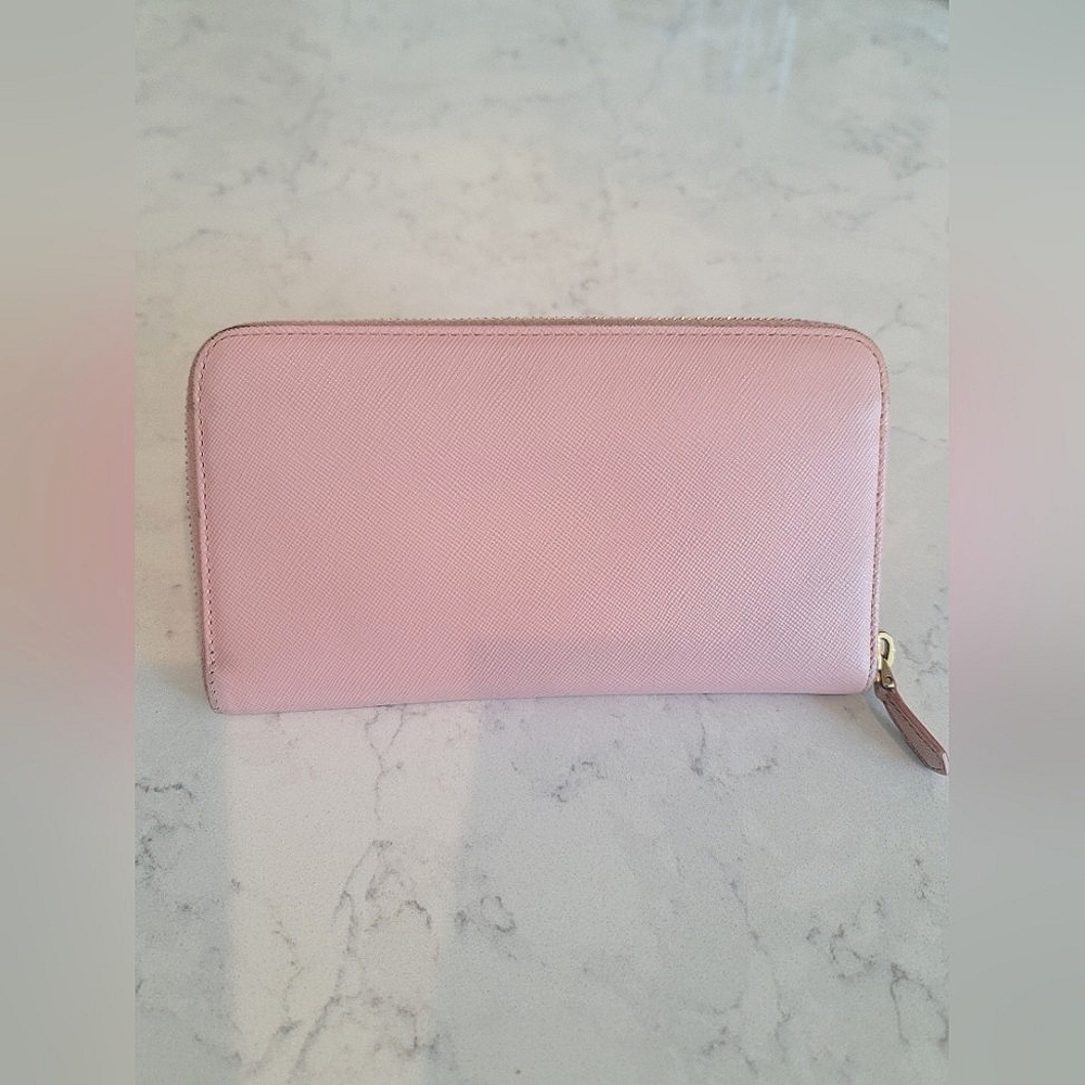 PRADA Long Saffiano Leather Wallet With Bow Pink - Picture 3 of 15